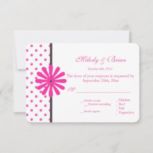 Schöne rosa Polka Punkte und Blume UAWG Hochzeit RSVP Karte