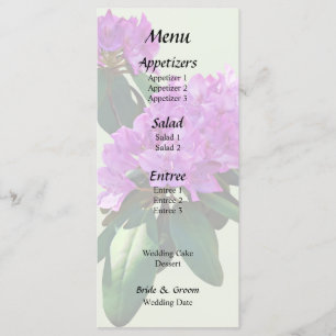 Schöne rosa Rhododendren Menükarte