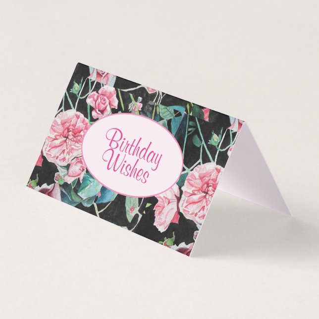 Schöne rosa Rose Aquarellmalkarte (Vorderseite)