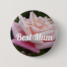 Schöne Rosa Rose Bestes Mum Blume Design Button