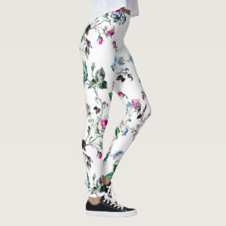 Schöne rosa Rose & blaue Blume Blumenleggings Leggings
