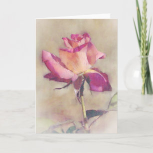 Schöne rosa Rose Bud Art Note Card Karte