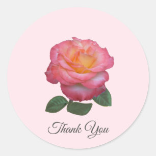 Schöne rosa Rose Danke Runder Aufkleber