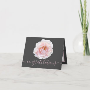 Schöne Rosa Rose Grau Hintergrund Herzlichen Glück Karte