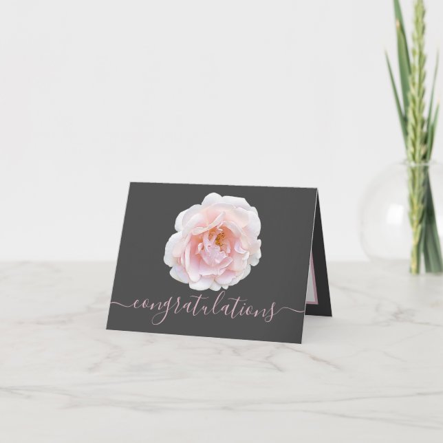 Schöne Rosa Rose Grau Hintergrund Herzlichen Glück Karte (Vorderseite)