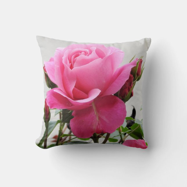 Schöne rosa Rose Kissen (Vorderseite)