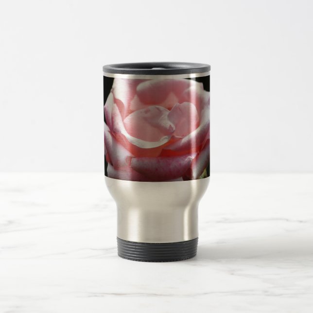 Schöne Rosa Rose Nah-up Reisebecher (Mittel)