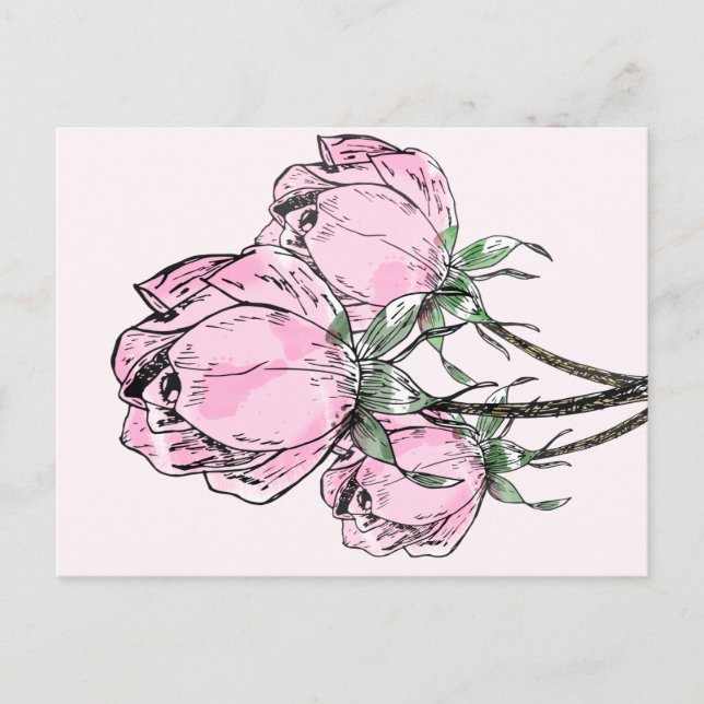 Schöne, rosa Rose Postkarte (Vorderseite)