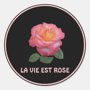 Schöne rosa Rose Runder Aufkleber