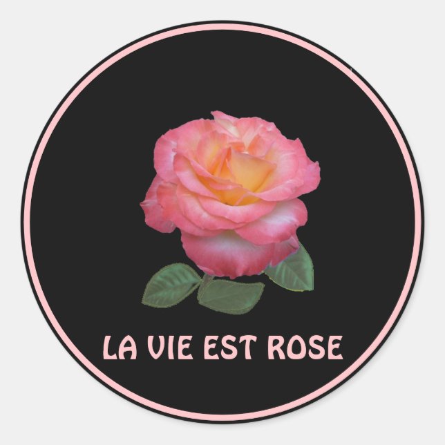 Schöne Rosa Rose Runder Aufkleber (Vorderseite)