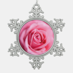 Schöne Rosa Rose Schneeflocken Zinn-Ornament