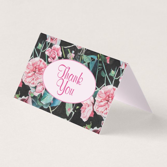 Schöne Rosa Rose Wasserfarbe Danke Karte (Vorderseite)