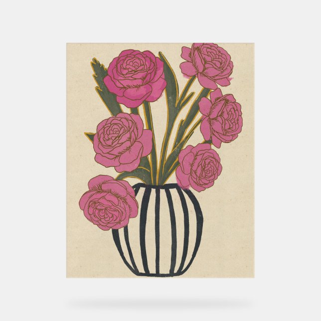 Schöne rosa Rosen Acrylschild (Vorderseite)