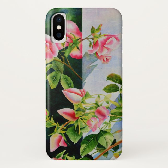 Schöne rosa Rosen Aquarellblüte Case-Mate iPhone Hülle (Rückseite)