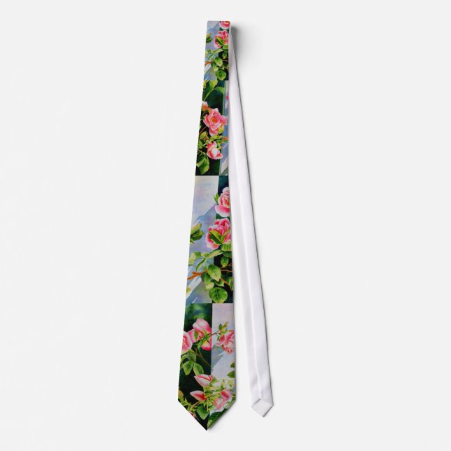 Schöne rosa Rosen Aquarellblüte Krawatte (Vorderseite)