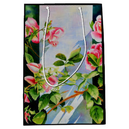 Schöne rosa Rosen Aquarellblüte Mittlere Geschenktüte