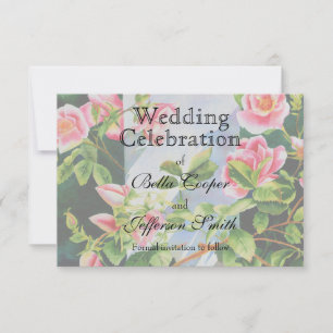 Schöne rosa Rosen Aquarellblüte Save The Date