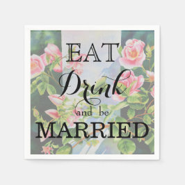 Schöne rosa Rosen Aquarellblüte Serviette