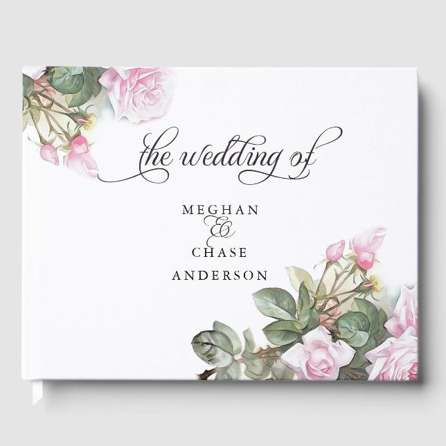 Schöne rosa Rosen BarefootBride™ Gästebuch (Vorderseite)