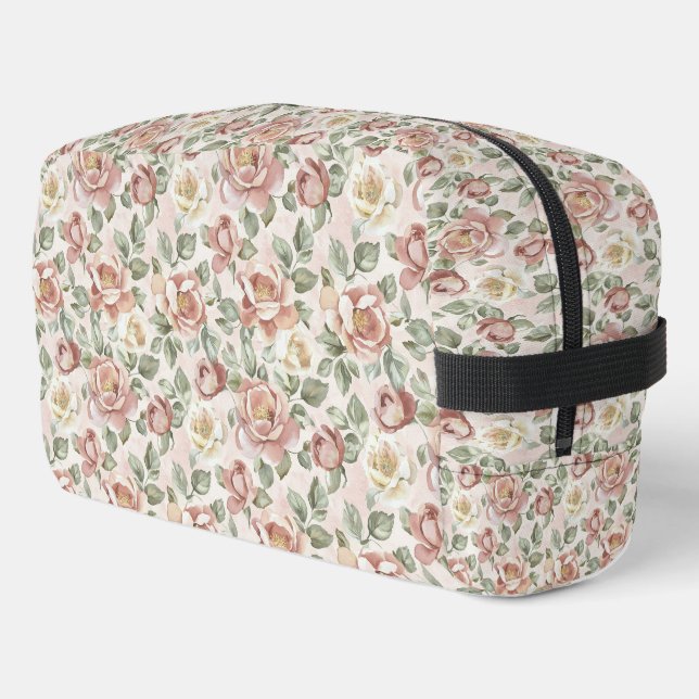 Schöne rosa Rosen Blumen Waschbeutel (Linke Seite)