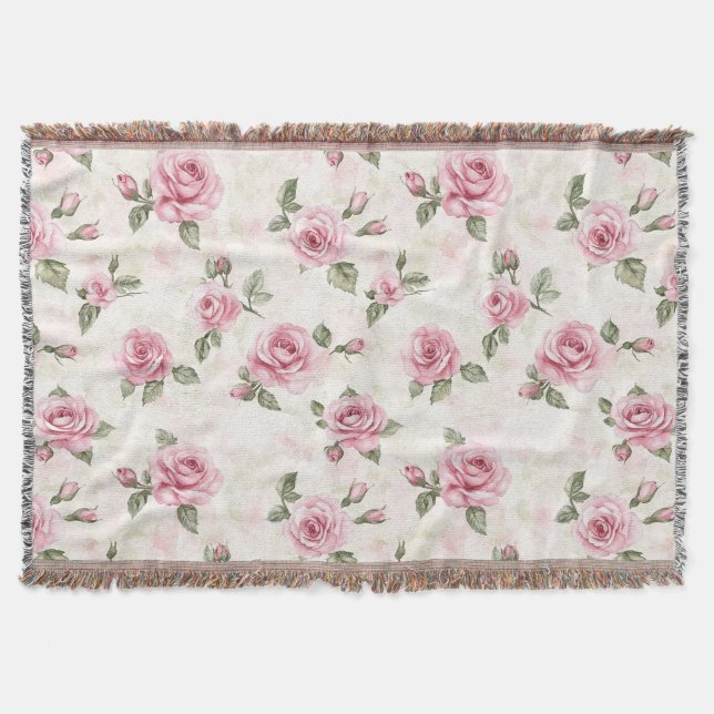Schöne rosa Rosen Decke (Vorderseite)