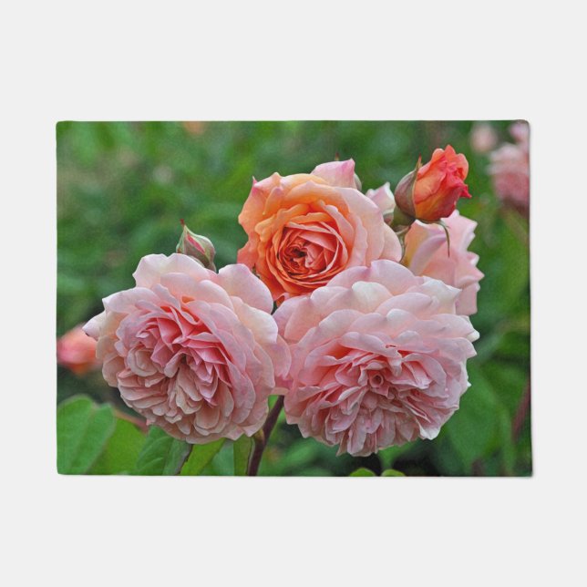 Schöne rosa Rosen Fußmatte (Vorderseite)
