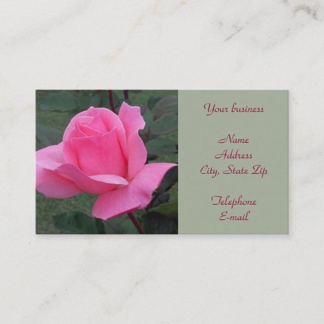 Schöne rosa Rosen-Geschäfts-Karte Visitenkarte (Vorderseite)