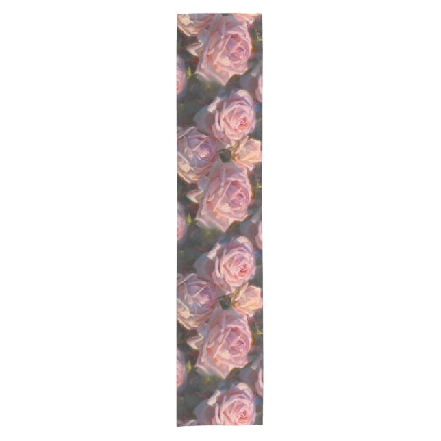 Schöne rosa Rosen-kundenspezifischer Kurzer Tischläufer (Vorderseite)