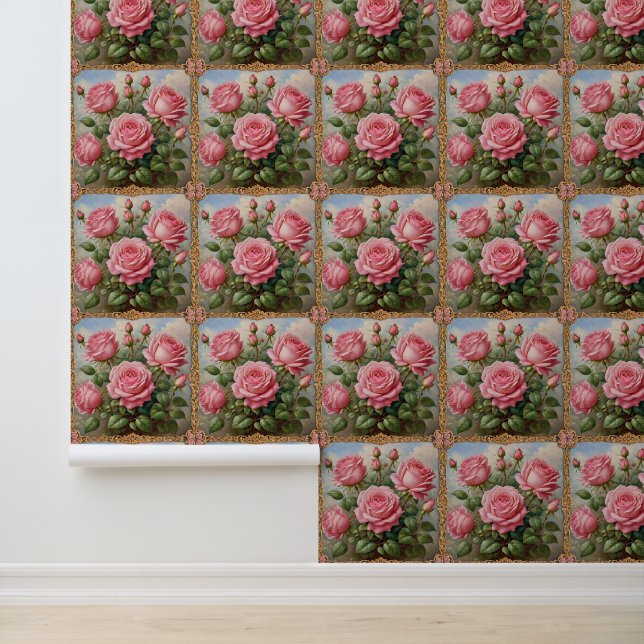 Schöne rosa Rosen Moderne Sammlung Tapete (Anwendung)
