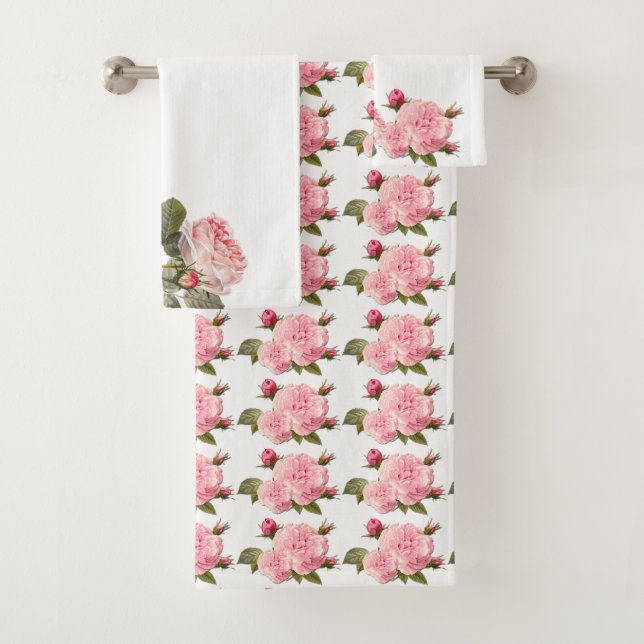 Schöne rosa Rosen, nach Maß Badhandtuch Set (Insitu)