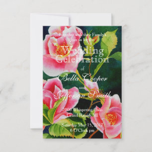 Schöne rosa Rosen, rote Rosen, Aquarellblumen Einladung