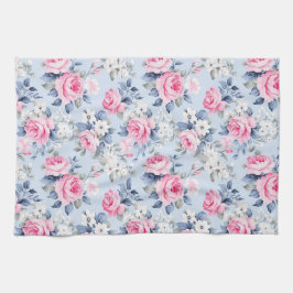 Schöne rosa Rosen, weiße Blume Geschirrtuch