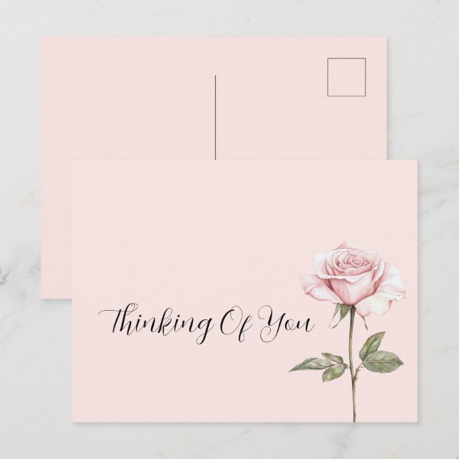 Schöne rosa Rosenblume Postkarte (Vorne/Hinten)