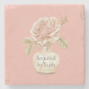 Schöne rosa Rosenblüte Steinuntersetzer