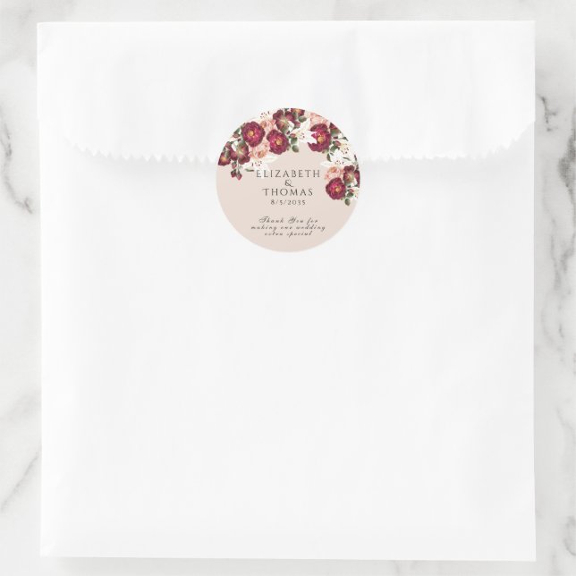 Schöne Rosa Roses White Lilies Wedding Clas Runder Aufkleber (Tasche)