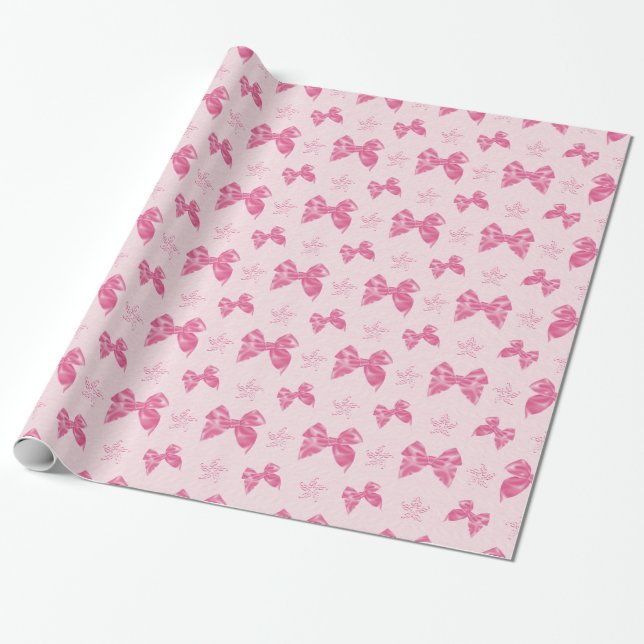 Schöne rosa Satin-Bögen Geschenkpapier (Ungerollt)
