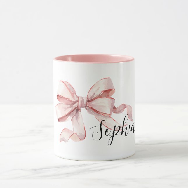 Schöne rosa Schleife Tasse (Zentrum)