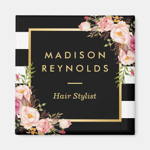 Schöne rosa, Schwarz-weiß gestrichen Magnet