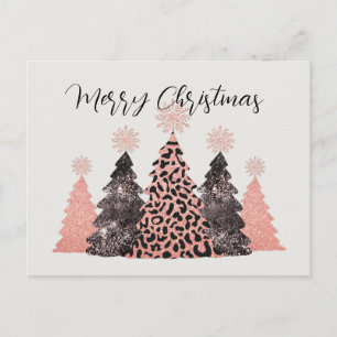 Schöne rosa schwarze Weihnachtsbäume Feiertag Postkarte