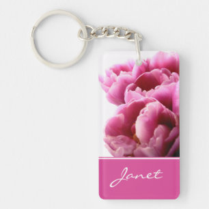 Schöne rosa Tulip Personalisierte Schlüsselkette Schlüsselanhänger
