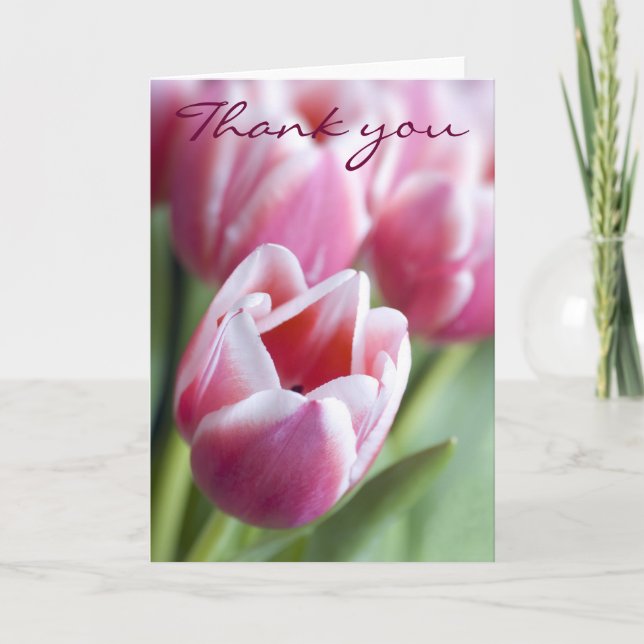 Schöne rosa Tulpe danken Ihnen zu kardieren Dankeskarte (Vorderseite)