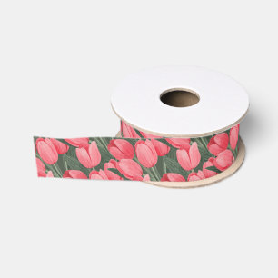 Schöne rosa Tulpen-Garten-Aquarell-Blumenkunst Ripsband