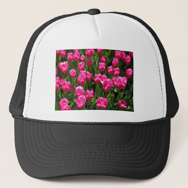 SCHÖNE ROSA TULPEN TRUCKERKAPPE (Vorderseite)