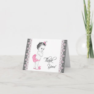 Schöne Rosa- und Black-Baby-Dusche Danke Karte