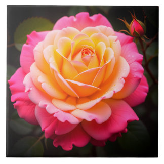 Schöne rosa und blassgelbe Rosen-Keramikfliese Fliese