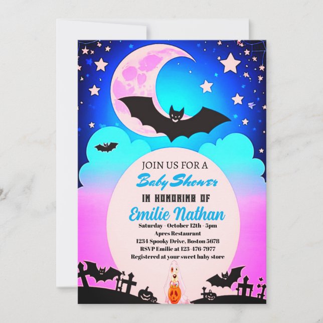 Schöne rosa und blaue Babydusche Einladung (Vorderseite)