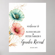 Schöne, rosa und blaue Blütendusche Begrüßung