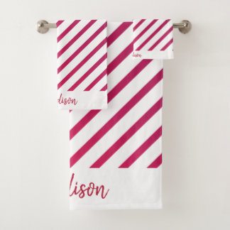 Schöne rosa und rote Streifen Badhandtuch Set