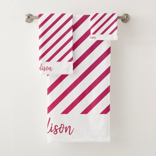 Schöne rosa und rote Streifen Badhandtuch Set (Insitu)