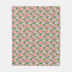 Schöne rosa und weiße Blume Fleecedecke